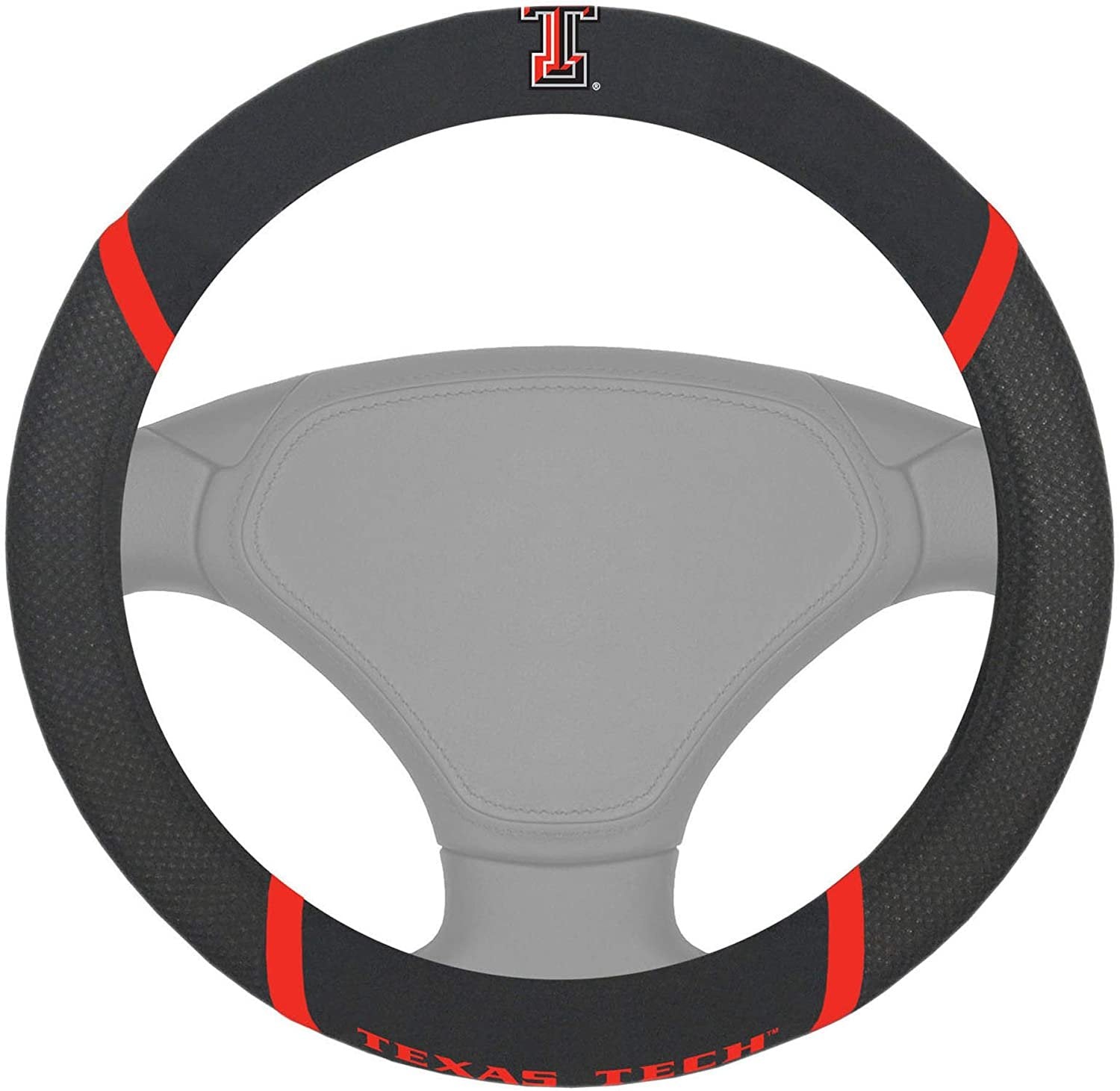 Texas Tech Red Raiders Premium 15 Inch Black Emroidered Steering Wheel Cover University