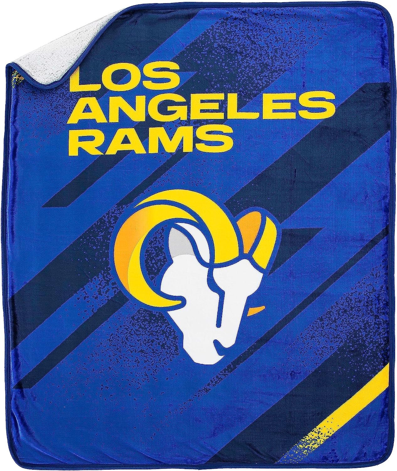 Los Angeles Rams Throw Blanket, Sherpa Raschel Polyester, Silk Touch Style, Velocity Design, 50x60 Inch