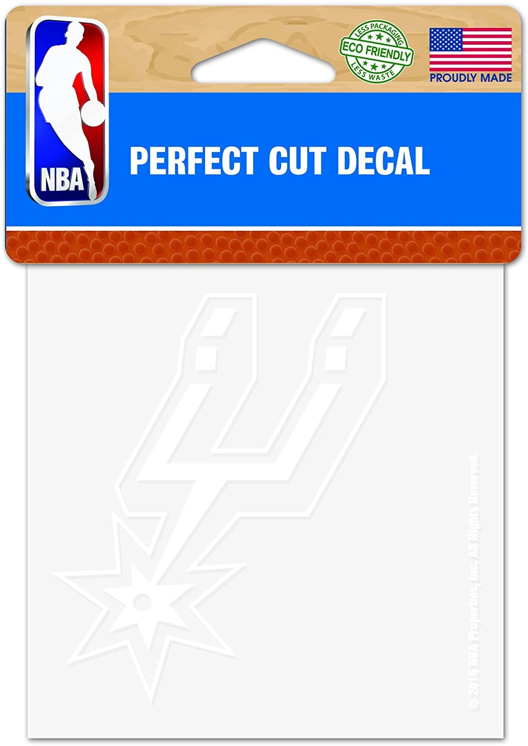 San Antonio Spurs 4x4 Inch Die Cut Decal Sticker, White Logo, Clear Backing