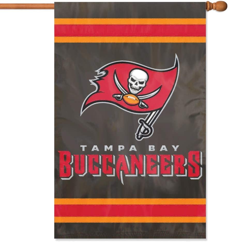 Tampa Bay Buccaneers Double Sided Banner Flag Embroidered Applique 44x28 Inch