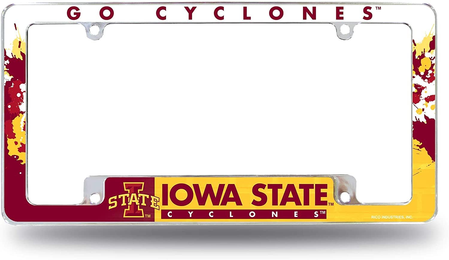 Iowa State Cyclones University Metal License Plate Frame Tag Cover All Over Design