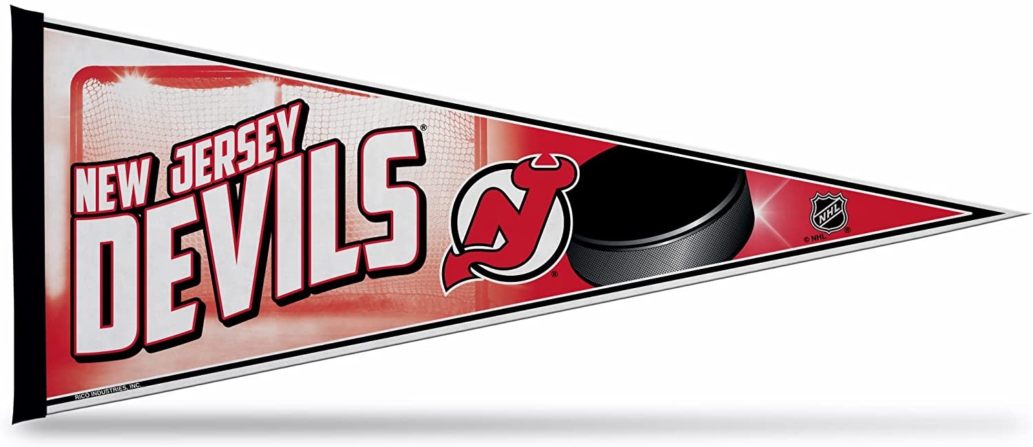 New Jersey Devils Soft Felt Pennant, Puck Design, 12x30 Inch, Easy To Hang