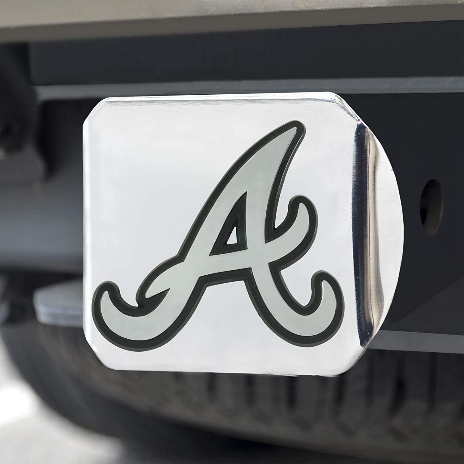Atlanta Braves Hitch Cover Solid Metal with Raised Chrome Metal Emblem 2" Square Type III