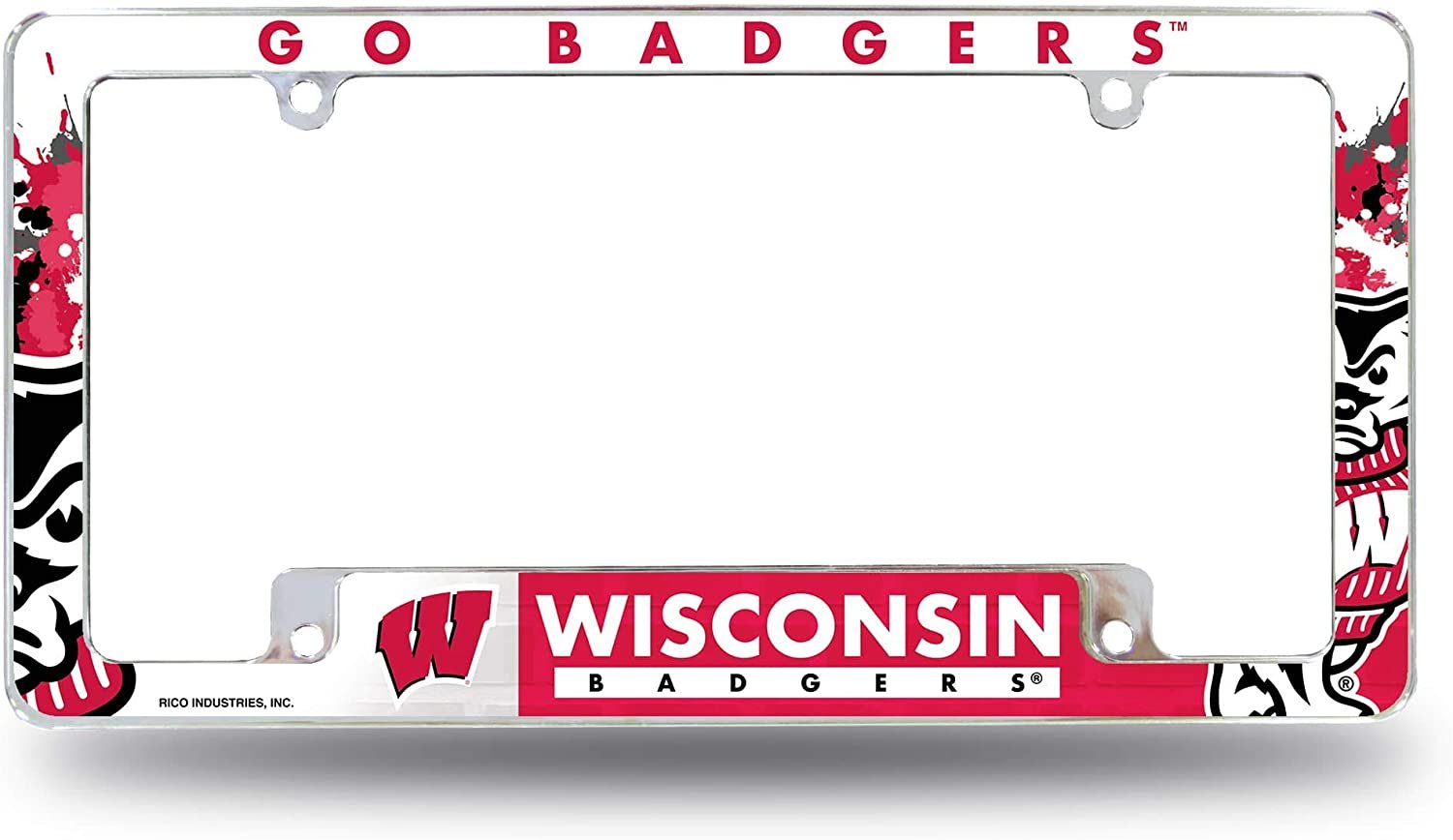 Wisconsin Badgers Metal License Plate Frame Tag Cover All Over Fiber Design University of