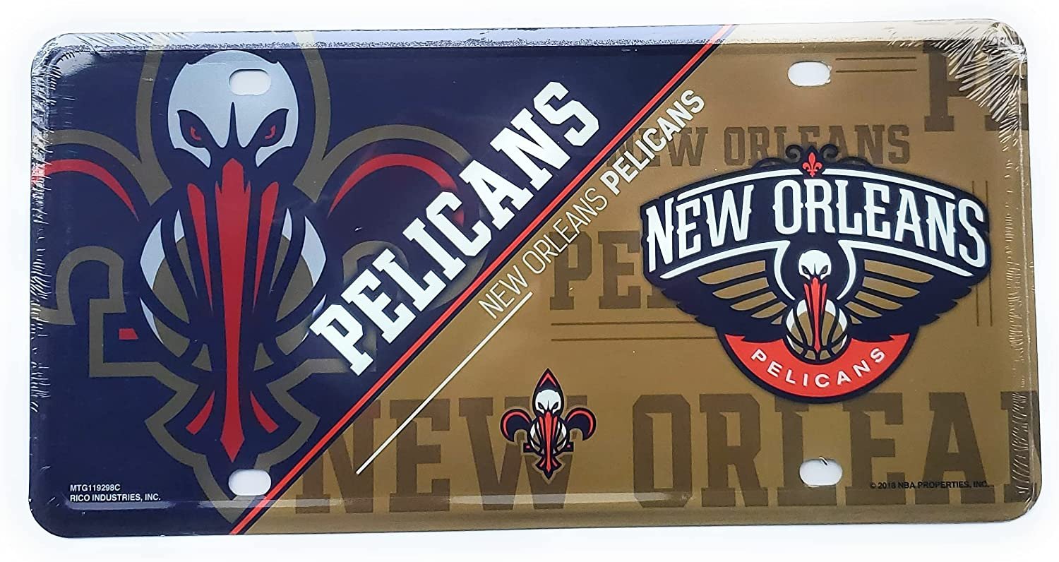 New Orleans Pelicans Metal Tag License Plate Novelty 6x12 Inch Split Design