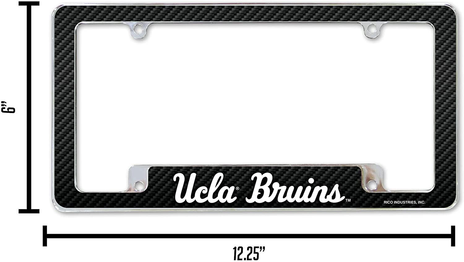 UCLA Bruins Metal License Plate Frame Chrome Tag Cover 12x6 Inch Carbon Fiber Design