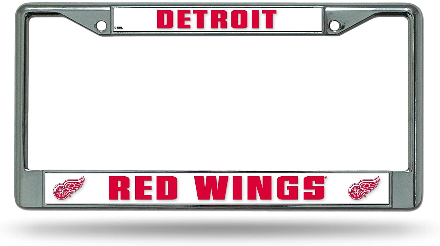 Detroit Red Wings Chrome Metal License Plate Frame Tag Cover, 6x12 Inch