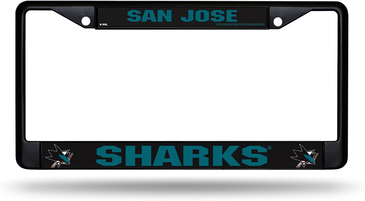San Jose Sharks Metal License Plate Frame Black Tag Cover 12x6 Inch