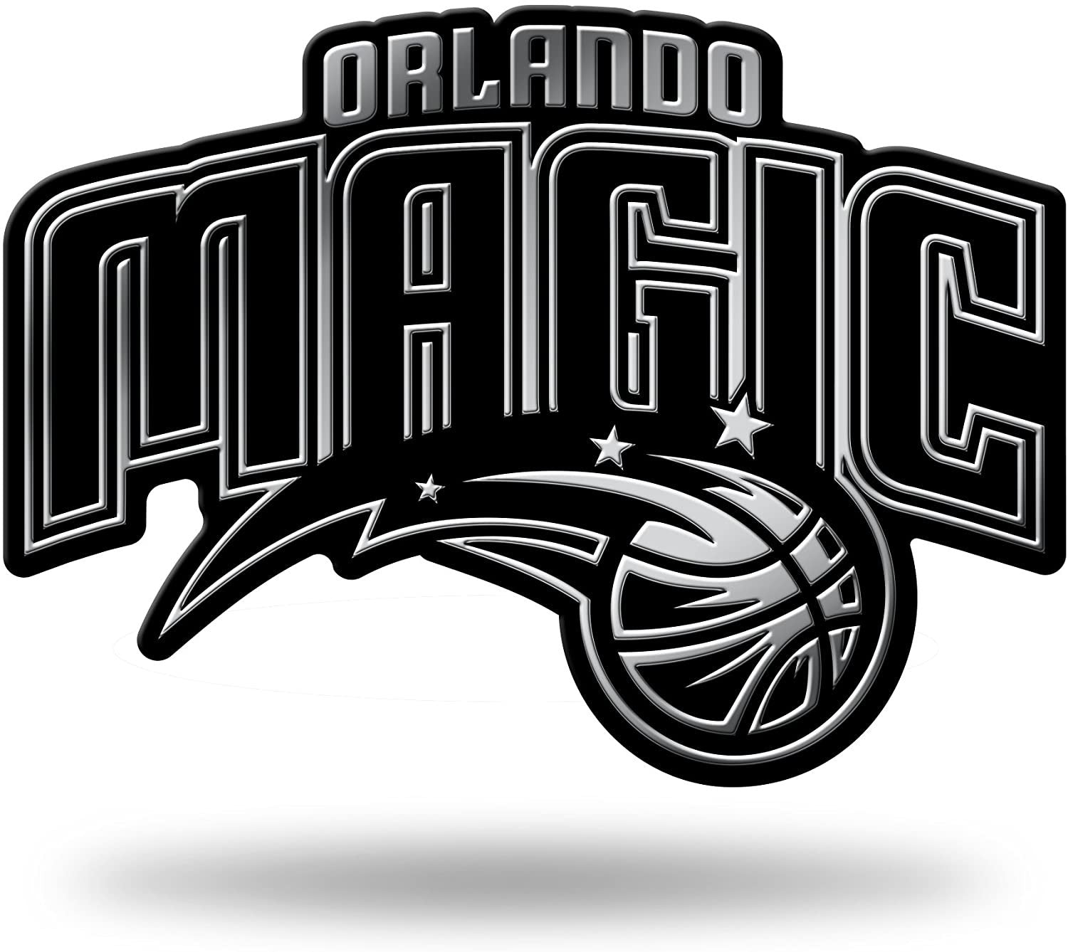 Orlando Magic Silver Chrome Color Auto Emblem, Raised Molded Plastic, 3.5 Inch, Adhesive Tape Backing