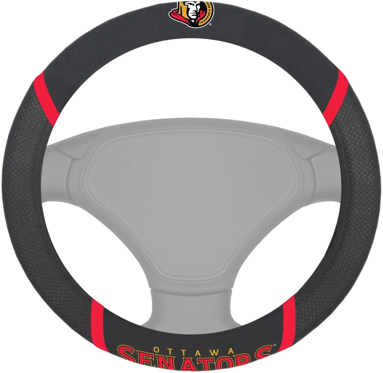 Ottawa Senators Steering Wheel Cover Premium Embroidered Black 15 Inch