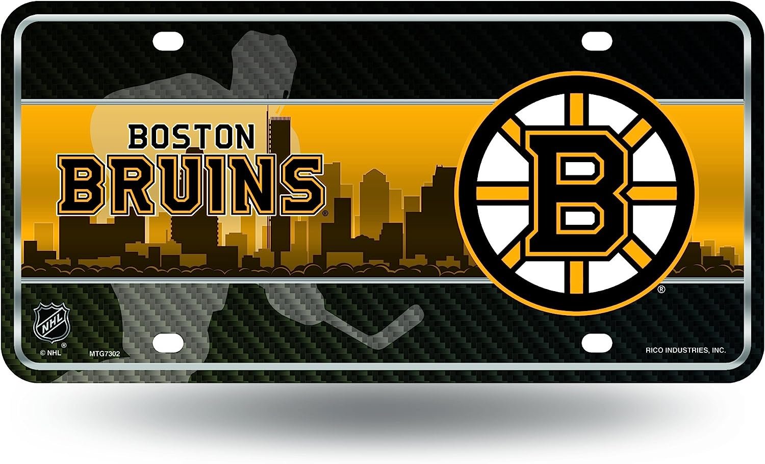 Boston Bruins Metal Tag Auto License Plate City Design 6x12 Inch