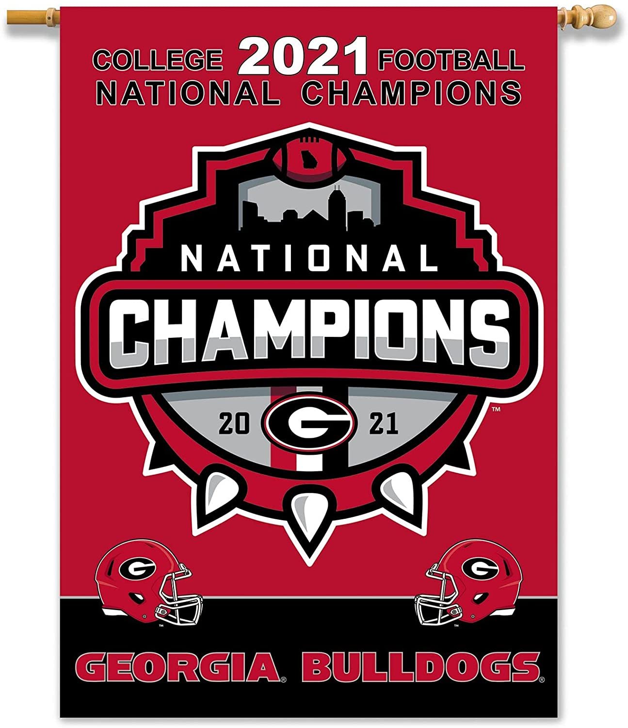 BSI PRODUCTS, INC. - Georgia Bulldogs 2021 National Champions 2-Sided 28"x40" Banner w/ Pole Sleeve - UGA Football Pride - High Durability for Indoor and Outdoor Use - Great Gift Idea