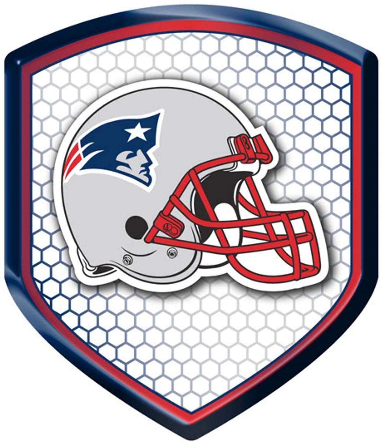 New England Patriots High Intensity Reflector, Shield Shape, Raised Decal Sticker, 2.5x3.5 Inch, Home or Auto, Full Adhesive Backing