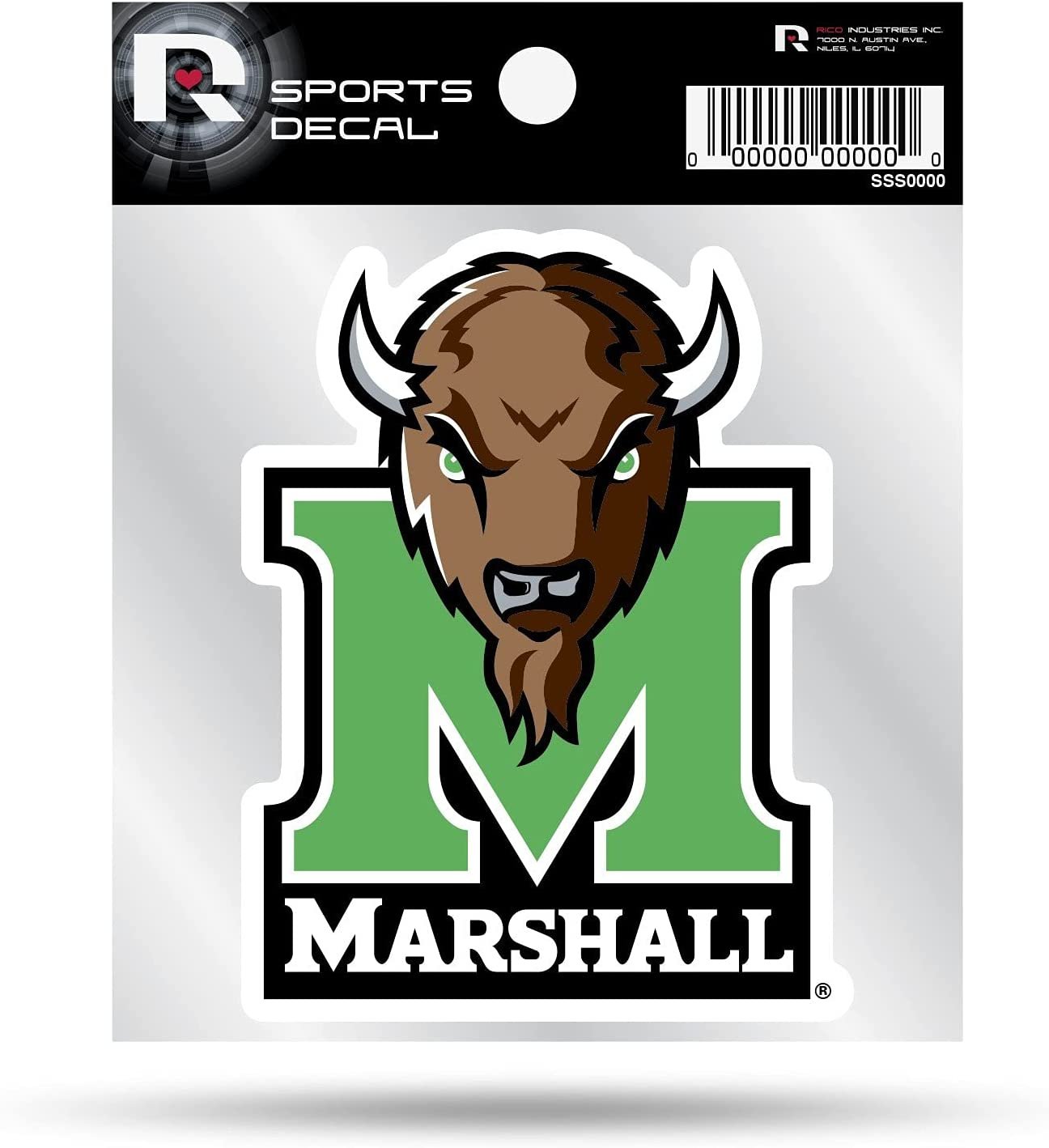 Marshall University Thundering Herd 4x4 Inch Die Cut Decal Sticker, Primary Logo, Clear Backing