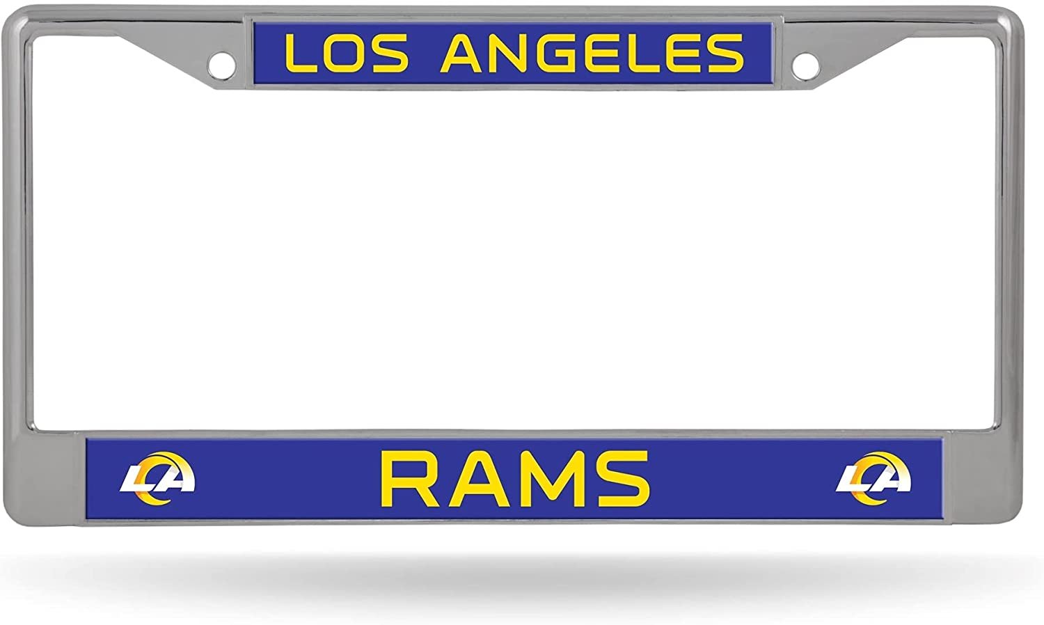 Los Angeles Rams Premium Metal License Plate Frame Chrome Tag Cover, 12x6 Inch