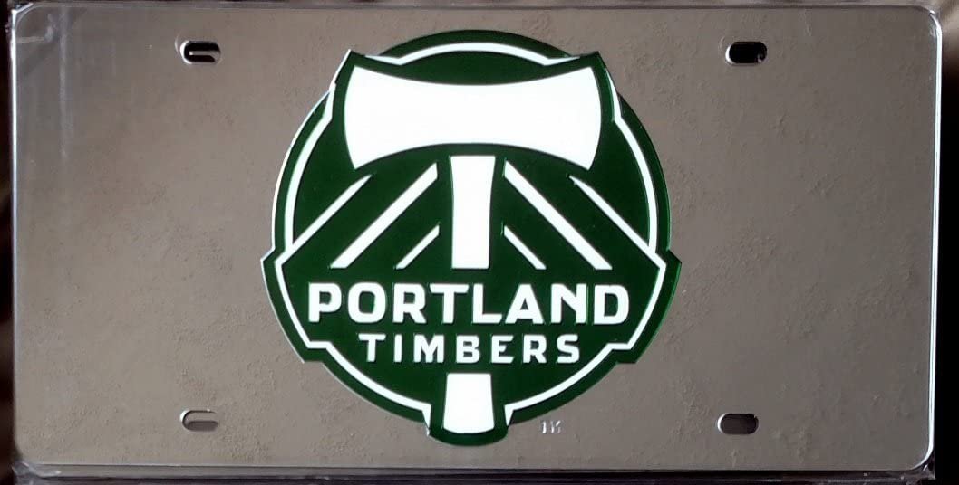 Portland Timbers Premium Laser Cut Tag License Plate, Mirrored Acrylic, Inlaid, MLS, 12x6 Inch