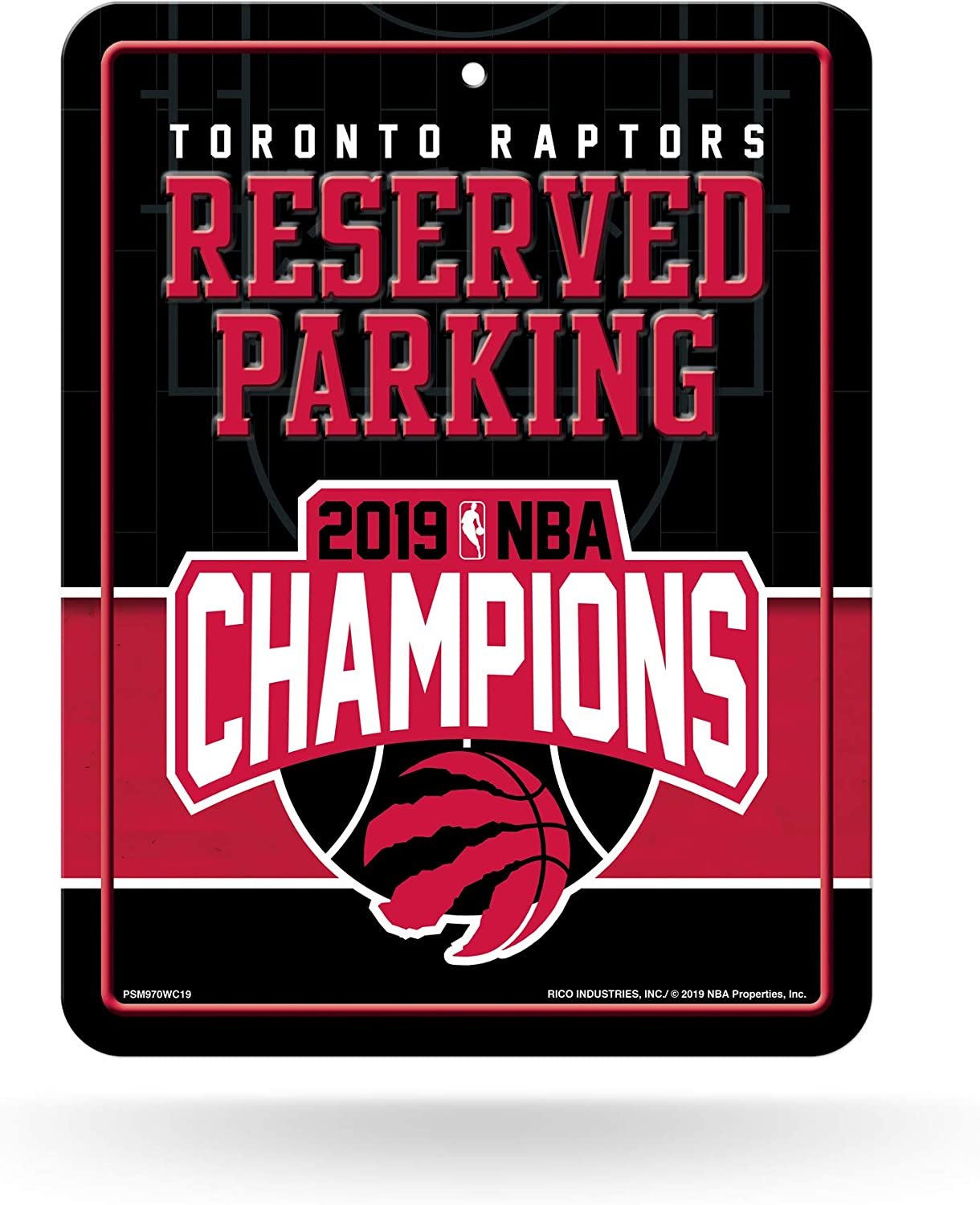 Toronto Raptors 2019 Basketball Champions 8-Inch by 11-Inch Metal Parking Sign Décor