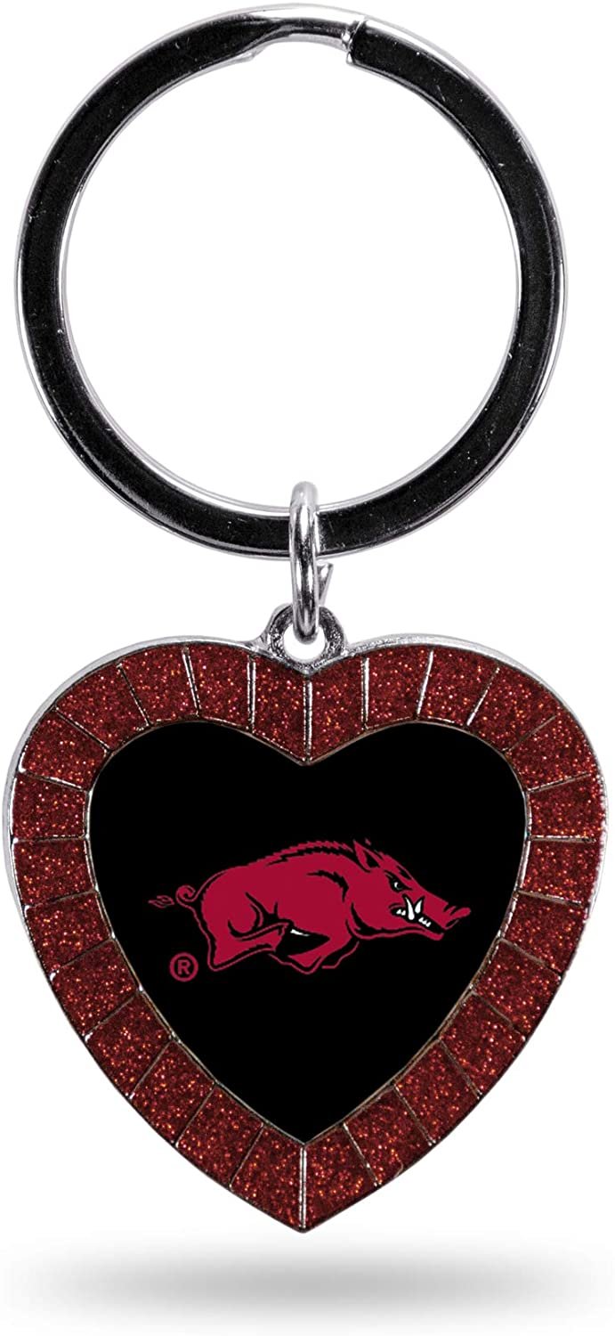NCAA Arkansas Razorbacks NCAA Rhinestone Heart Colored Keychain, Maroon, 3-inches in length