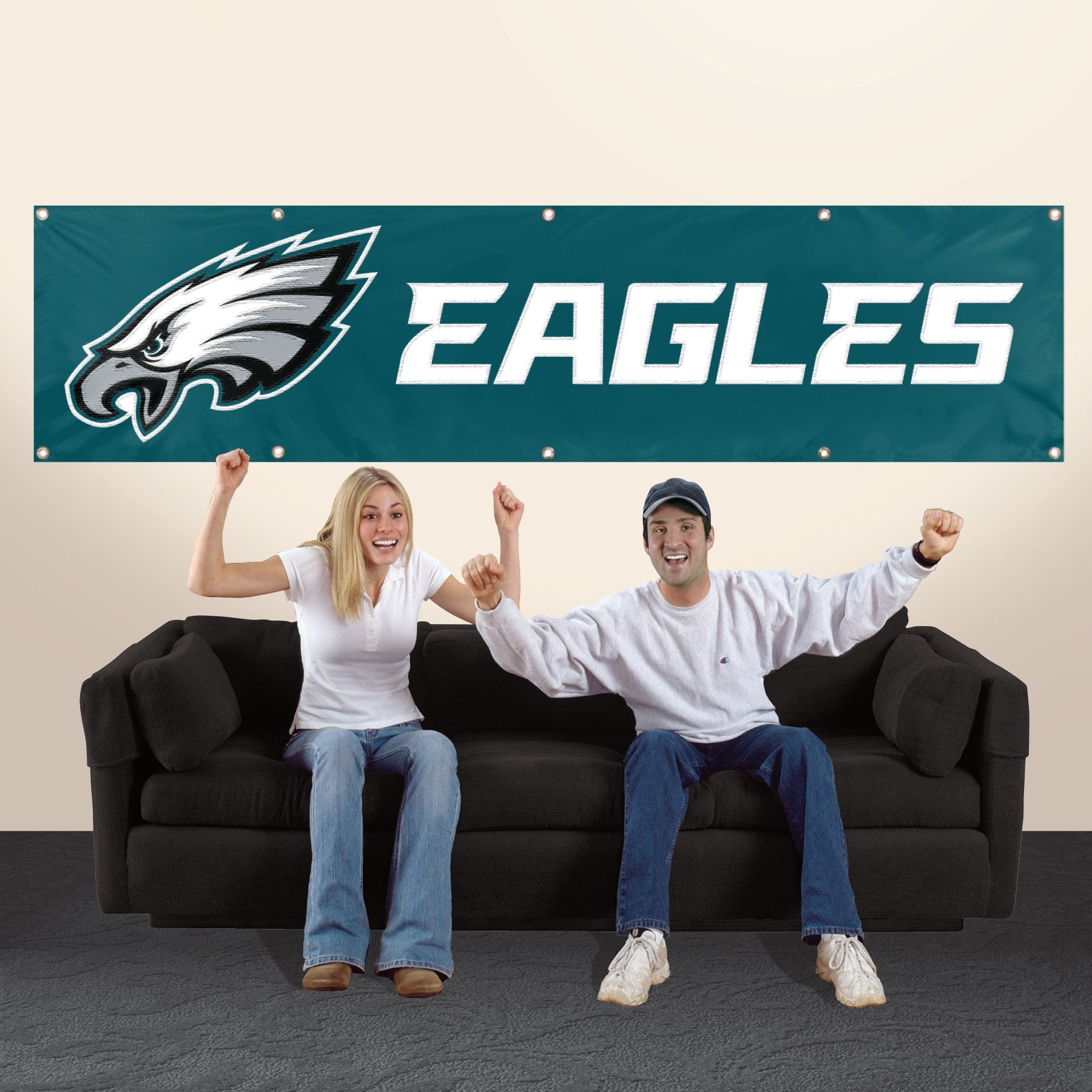 Philadelphia Eagles Huge 8x2 Feet Banner Applique Flag Metal Grommets
