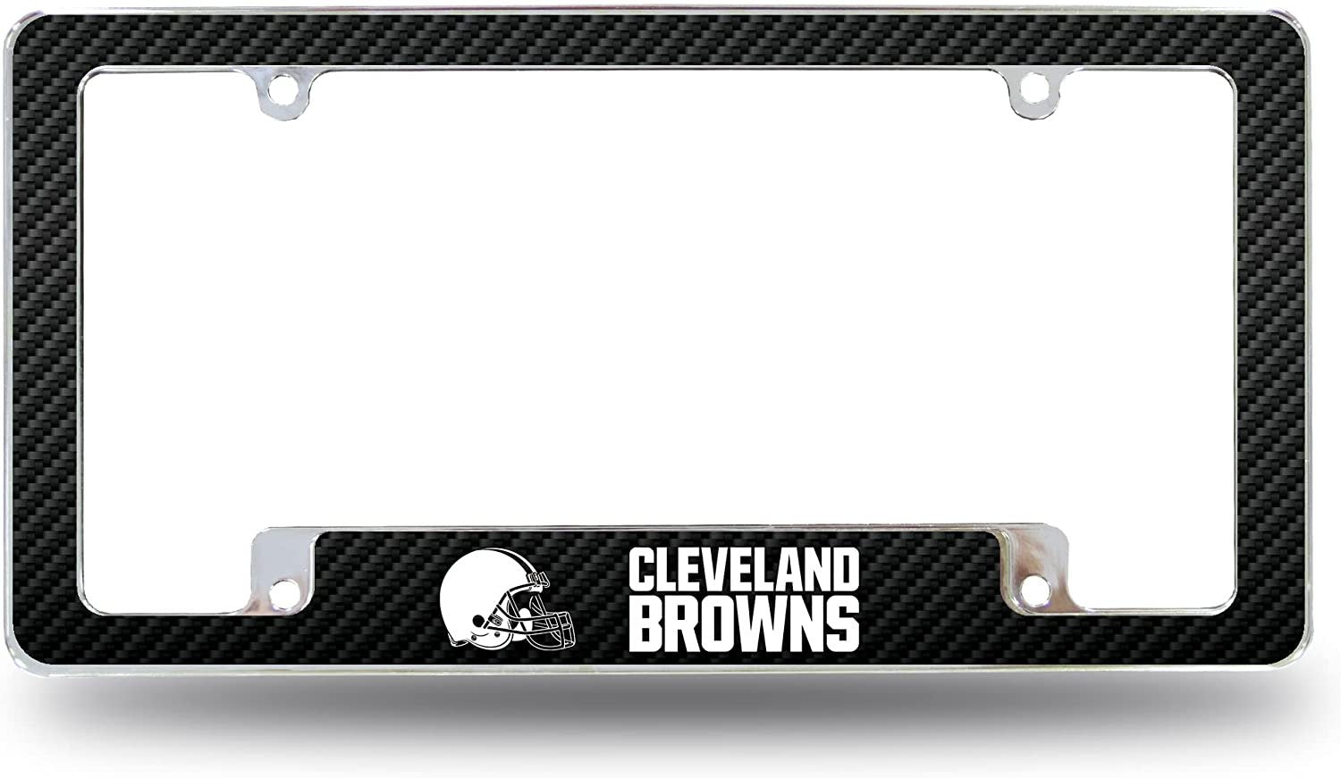 Cleveland Browns Metal License Plate Frame Tag Cover Carbon Fiber Design 12x6 Inch