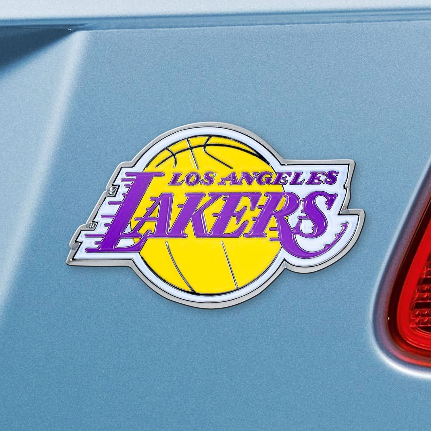 Los Angeles Lakers Solid Metal Color Auto Emblem Raised Decal Adhesive Tape Backing