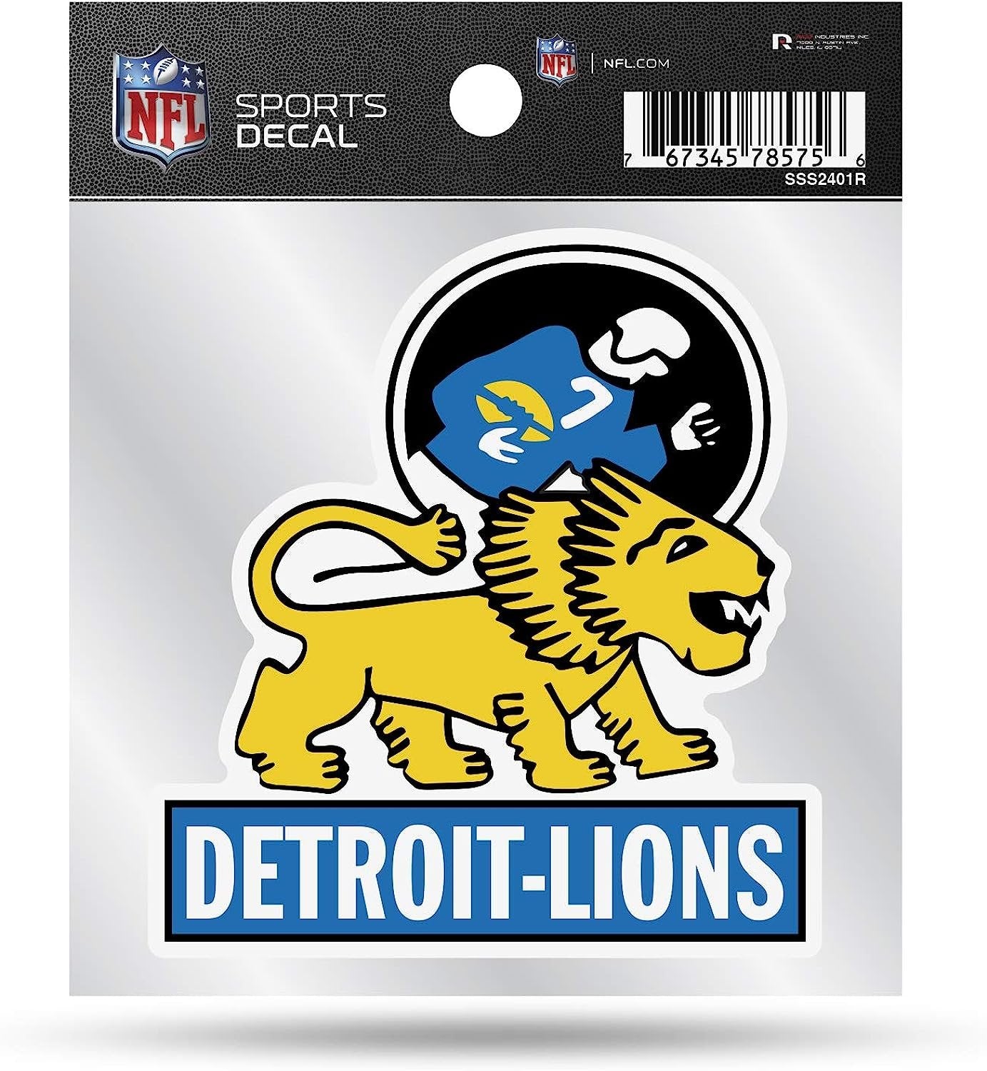 Detroit Lions 4x4 Inch Die Cut Decal Sticker, Retro Logo, Clear Backing
