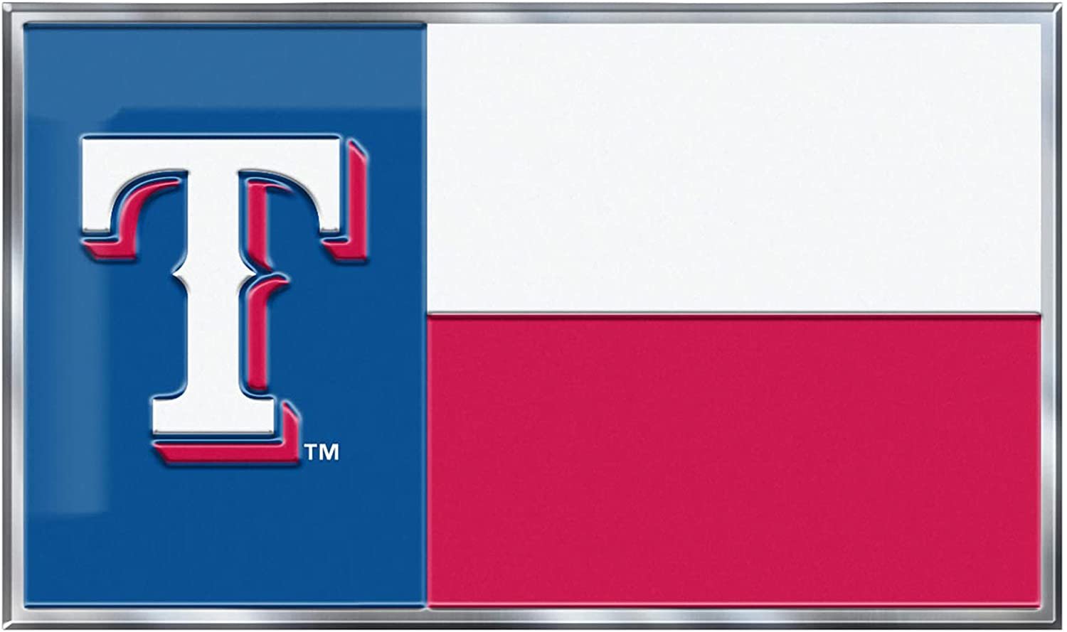 Texas Rangers Color Auto Emblem State Flag Design Aluminum Metal