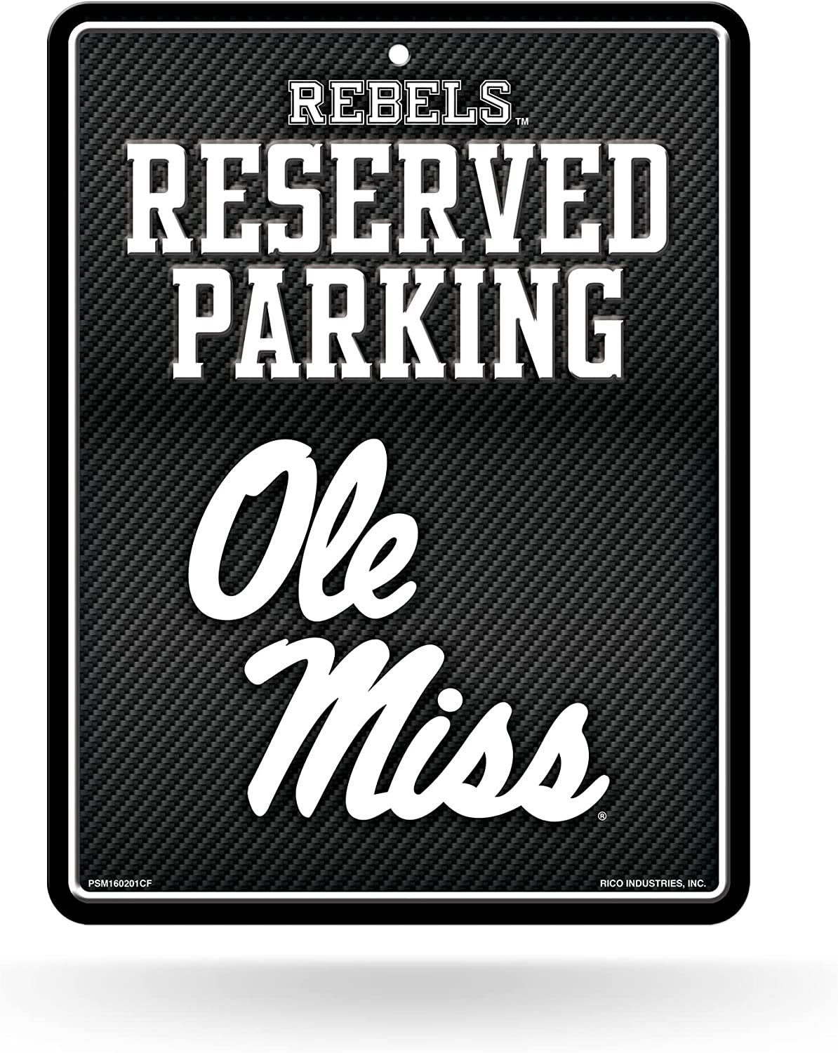 University of Mississippi Rebels Ole Miss Metal Parking Novelty Wall Sign 8.5 x 11 Inch Carbon Fiber Design