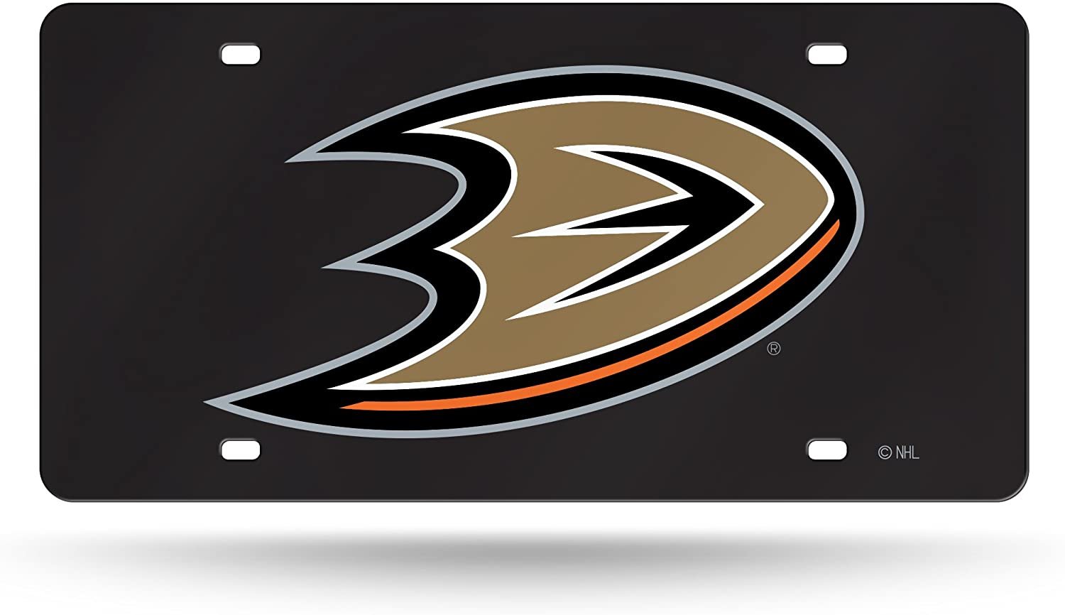 Anaheim Ducks Premium Laser Cut Tag License Plate, Black Mirrored Acrylic Inlaid, 12x6 Inch