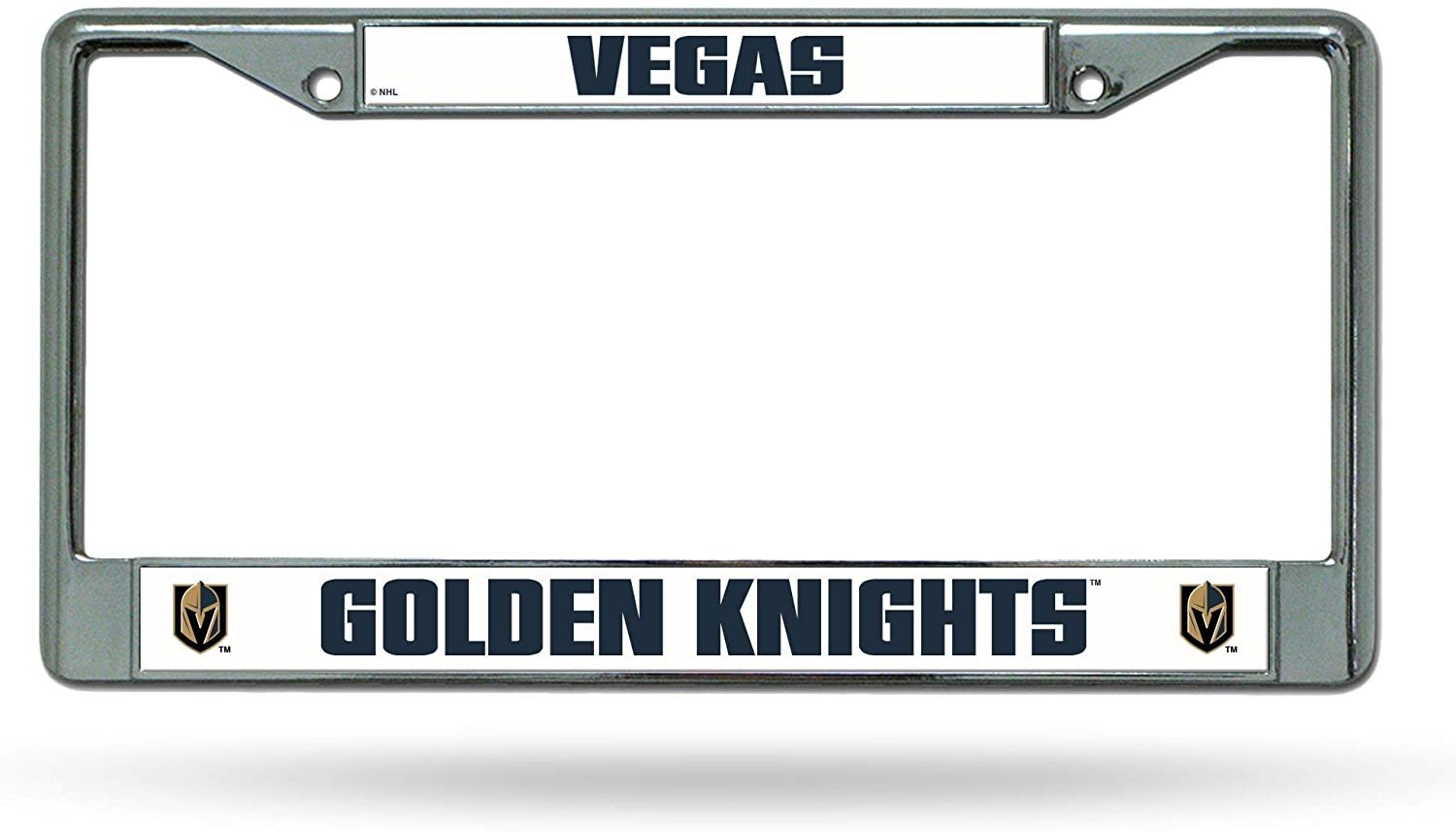 Vegas Golden Knights Premium Metal License Plate Frame Chrome Tag Cover, 6x12 Inch