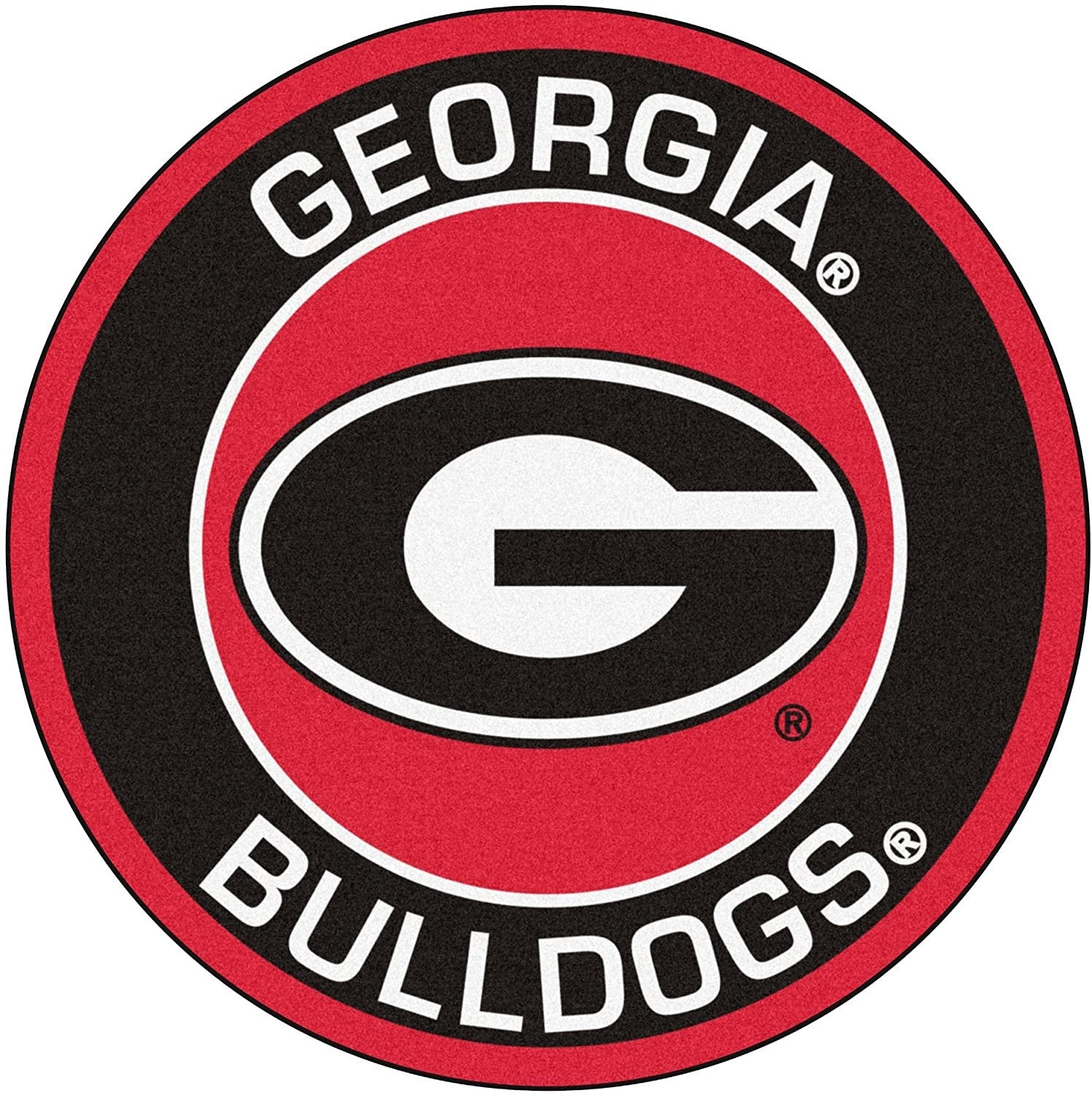 University of Georgia Bulldogs Roundel Floor Mat Rug, 27 Inch Diameter, Anti-Skid Backing