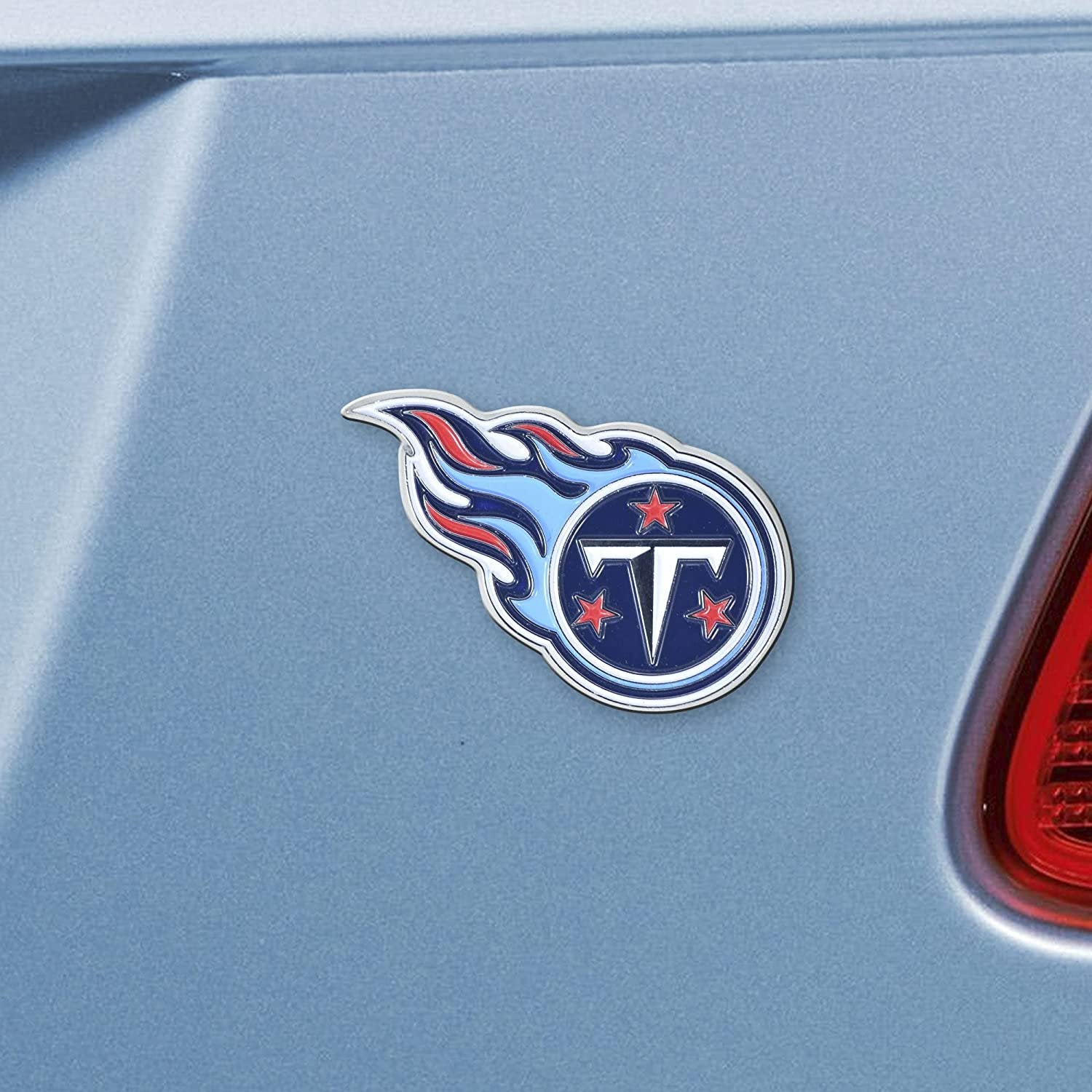 Tennessee Titans Premium Solid Metal Raised Auto Emblem, Shape Cut, Adhesive Backing