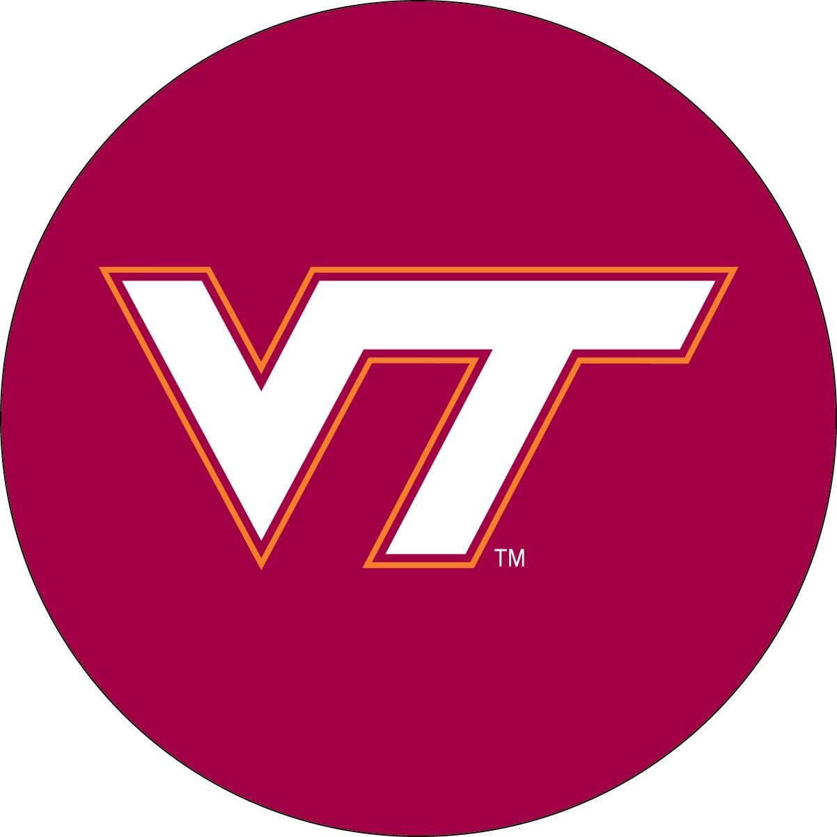 Virginia Tech University Hokies Sticker Decal, 4 Inch Round, Full Adhesive Backing