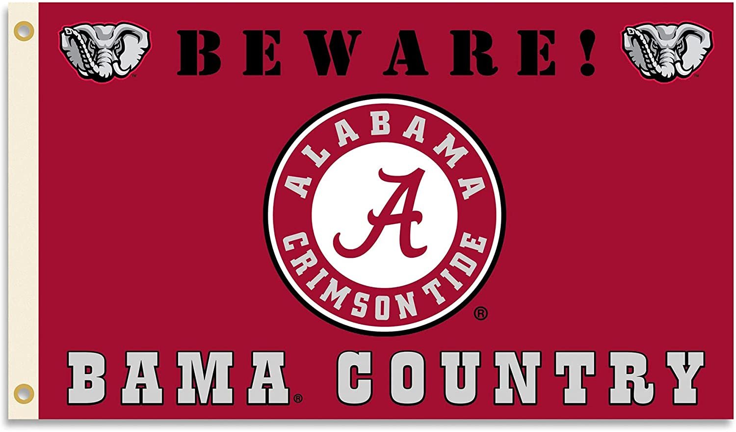 University of Alabama Crimson Tide Premium 3x5 Feet Flag Banner, Beware Country Design, Metal Grommets, Outdoor Use, Single Sided