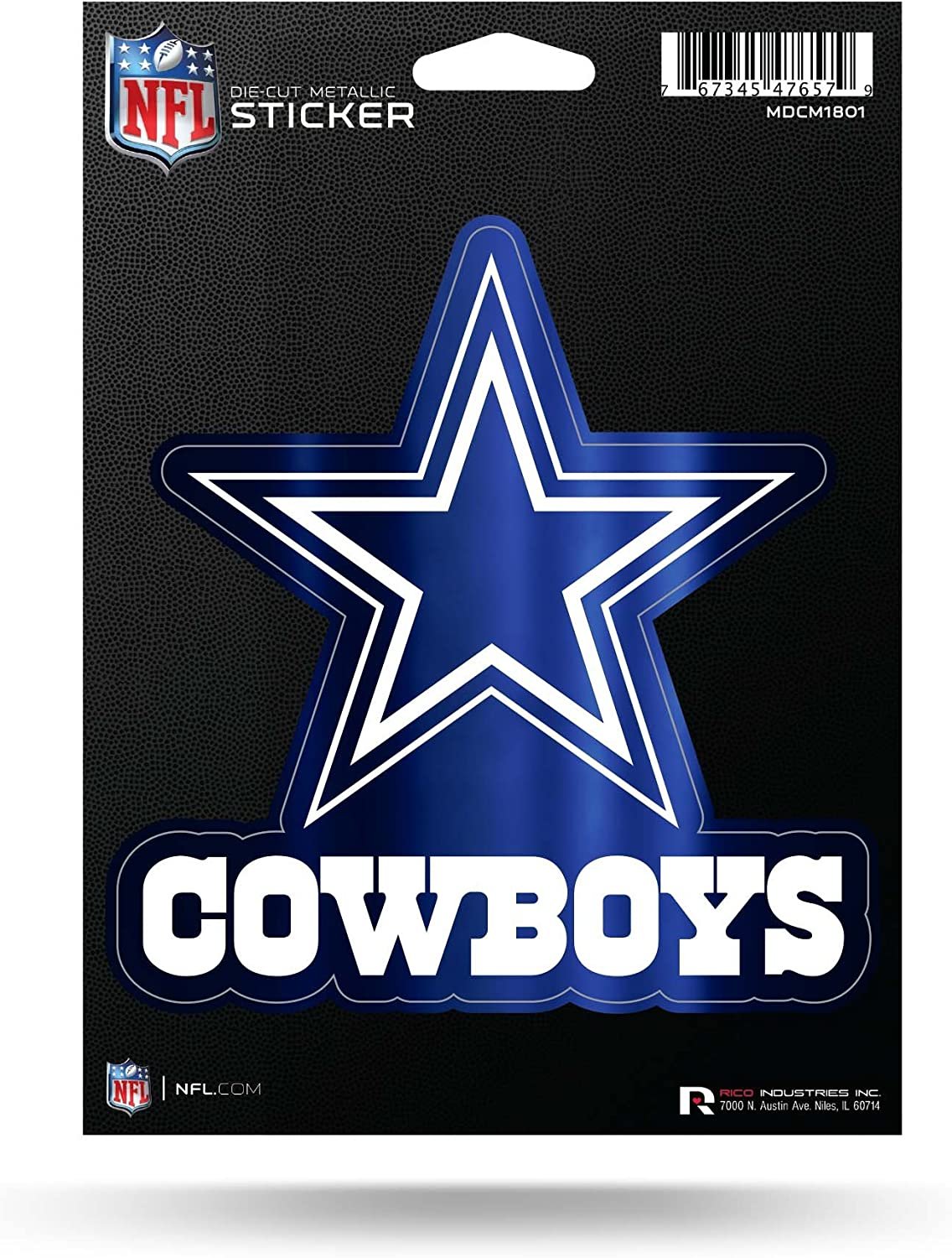 Dallas Cowboys 5 Inch Die Cut Flat Vinyl Decal Sticker Chrome Metallic Shimmer Design Adhesive Backing