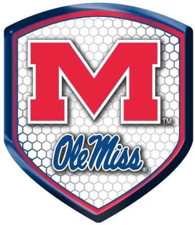 University of Mississippi Rebels Ole Miss High Intensity Reflector, Shield Shape, Raised Decal Sticker, 2.5x3.5 Inch, Home or Auto, Full Adhesive Backing