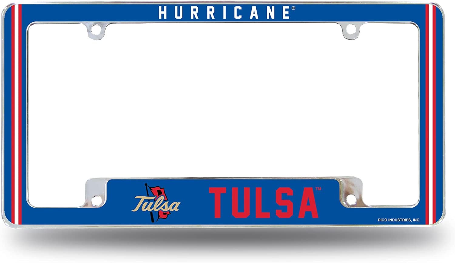 University of Tulsa Golden Hurricanes Metal License Plate Frame Chrome Tag Cover 12x6 Inch Alternate Design