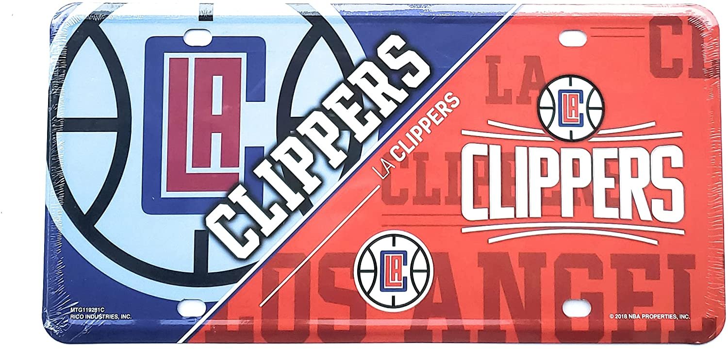 Los Angeles Clippers Metal Auto Tag License Plate, Split Design, 6x12 Inch