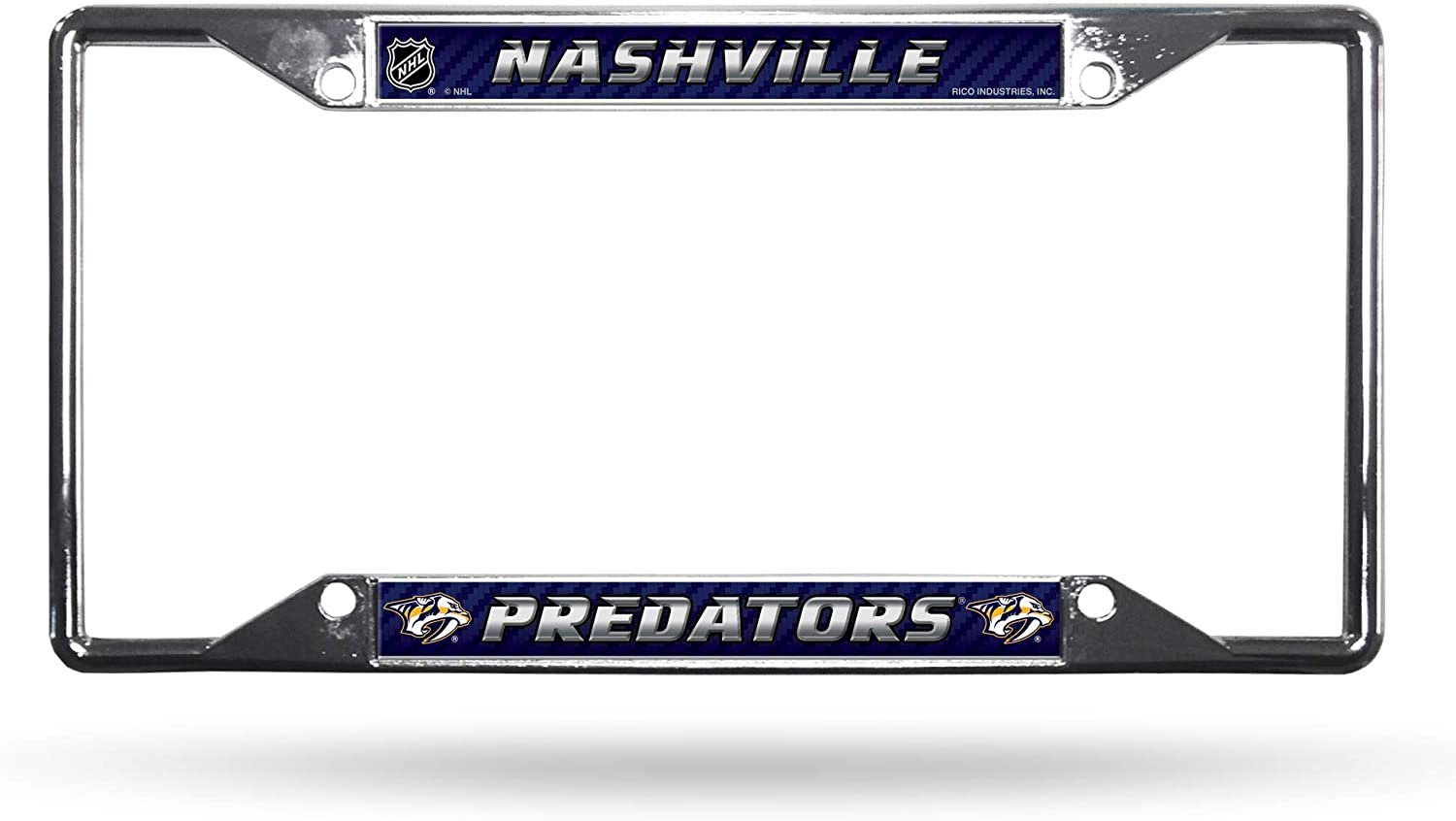 Nashville Predators Metal License License Plate Frame Chrome Tag Cover, EZ View Design, 12x6 Inch