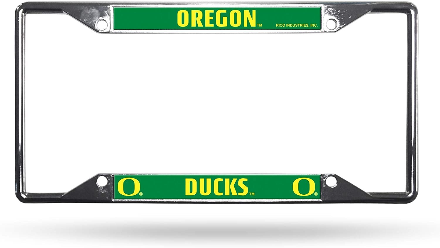 University of Oregon Ducks Metal License Plate Frame Chrome Tag Cover, EZ View Design, 12x6 Inch