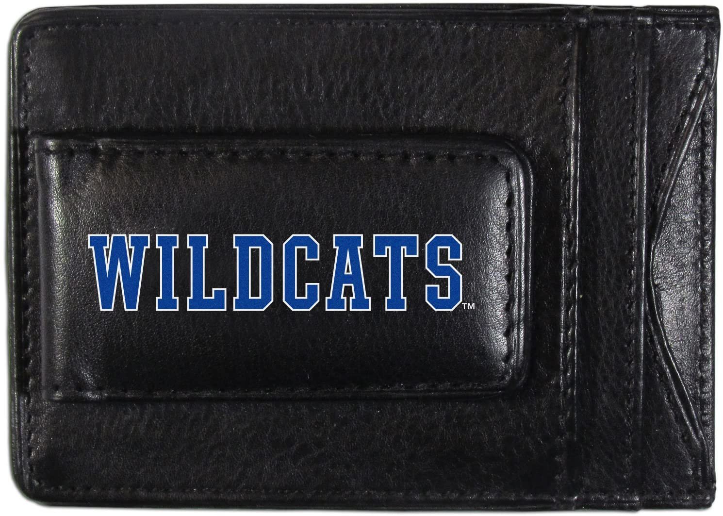 University of Kentucky Wildcats Black Leather Wallet, Front Pocket Magnetic Money Clip, Printed Logo