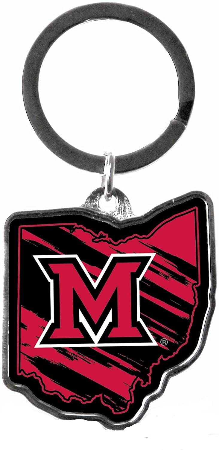 Miami of Ohio Redhawks Keychain Home State Shape Premium Metal Decal Emblem University of