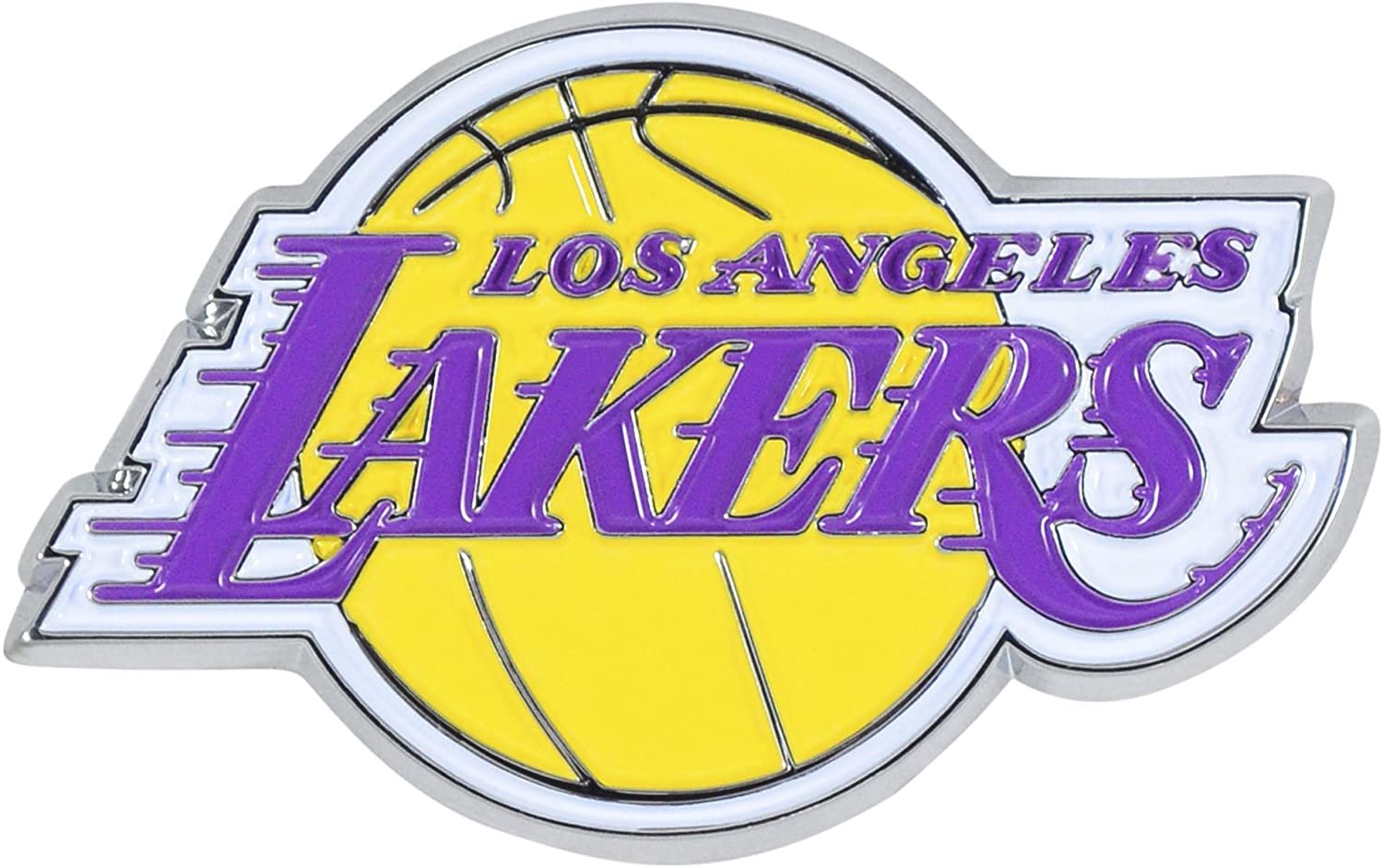 Los Angeles Lakers Solid Metal Color Auto Emblem Raised Decal Adhesive Tape Backing