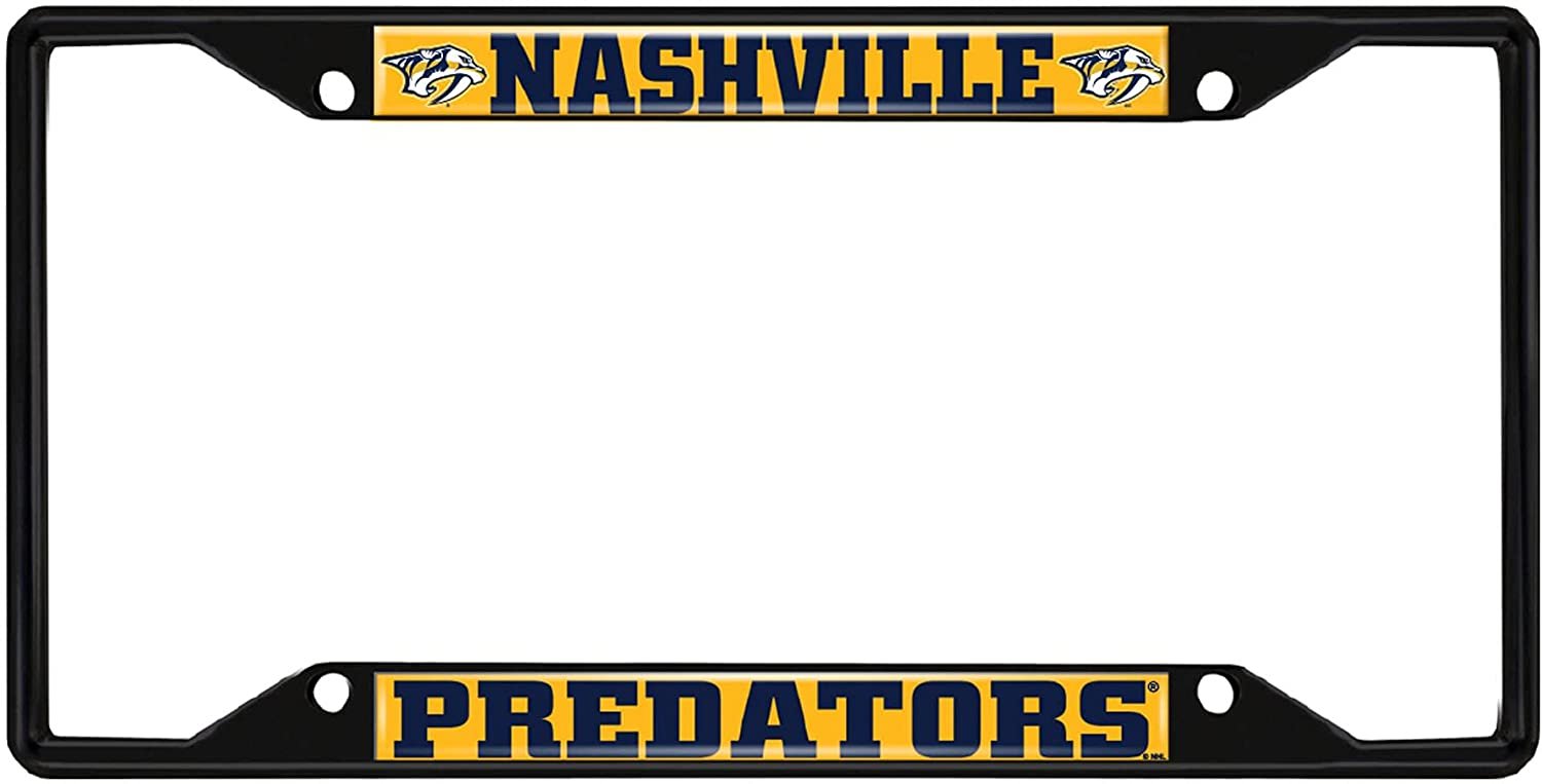 Nashville Predators Black Metal License Plate Frame Tag Cover, 6x12 Inch