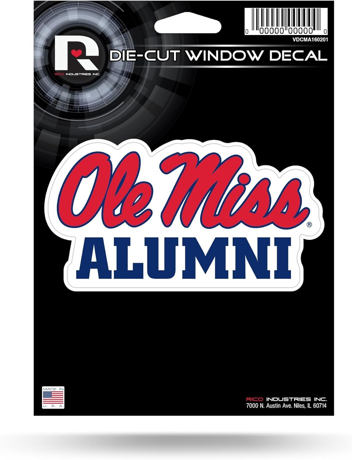 University of Mississippi Ole Miss Rebels Alumni 5 Inch Die Cut Decal Sticker, Flat Vinyl, Full Adhesive Backing, Peel & Stick Application