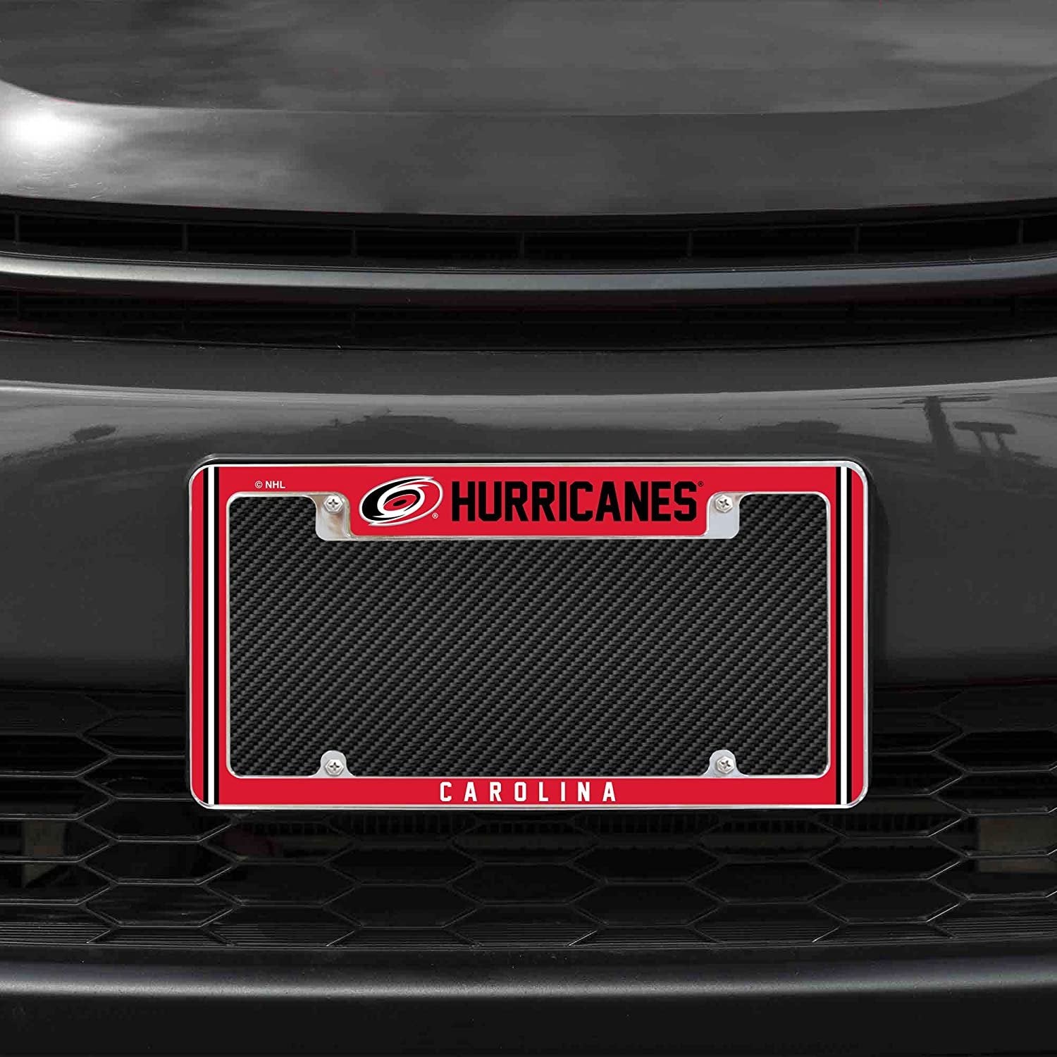 Carolina Hurricanes Metal License Plate Frame Chrome Tag Cover Alternate Design 6x12 Inch