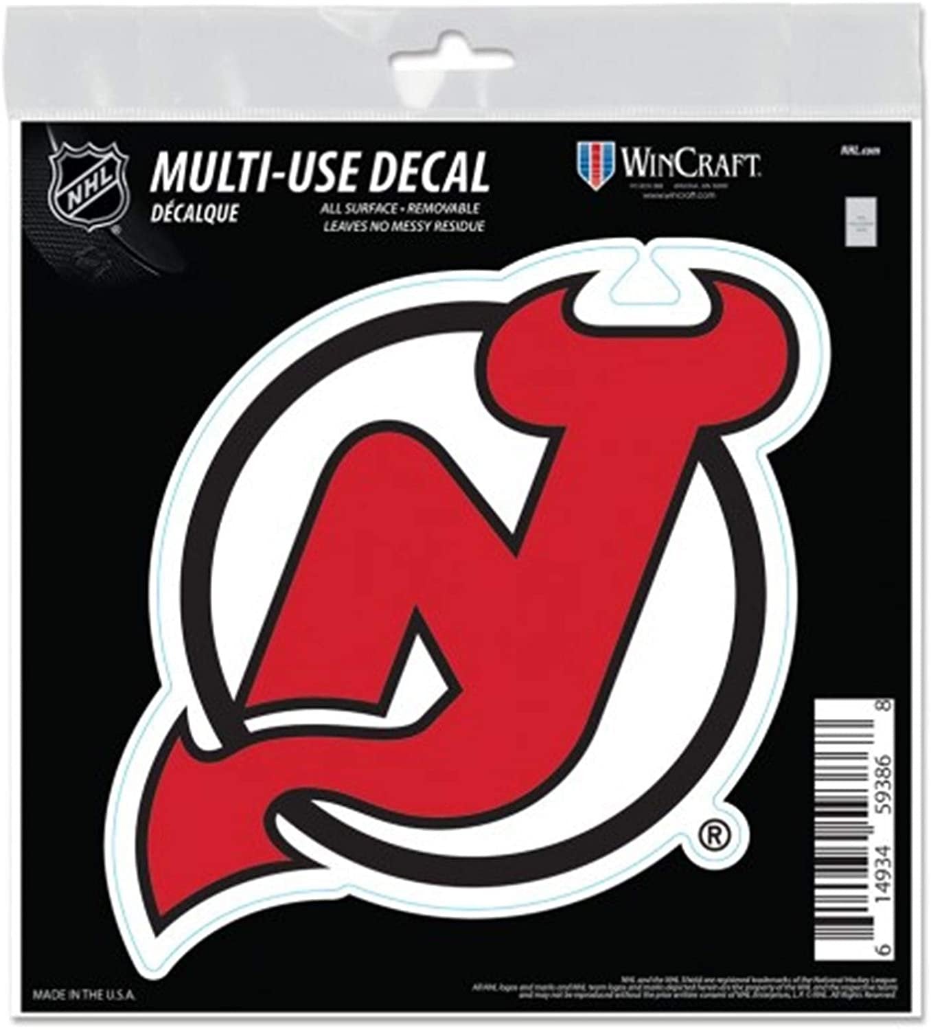 New Jersey Devils 6 Inch Decal Sticker, Flat Vinyl, Die Cut, Primary Design, Full Adhesive Backing