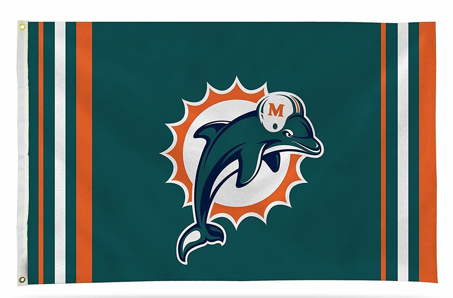 Miami Dolphins Premium 3x5 Feet Flag Banner, Retro Logo, Metal Grommets, Outdoor Indoor, Single Sided