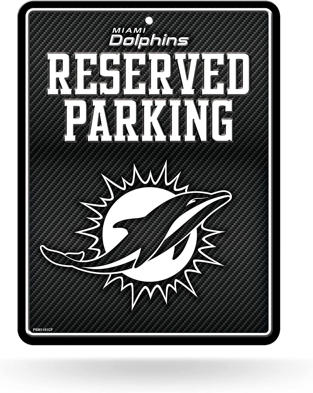 Miami Dolphins Metal Parking Novelty Wall Sign 8.5 x 11 Inch Carbon Fiber Design