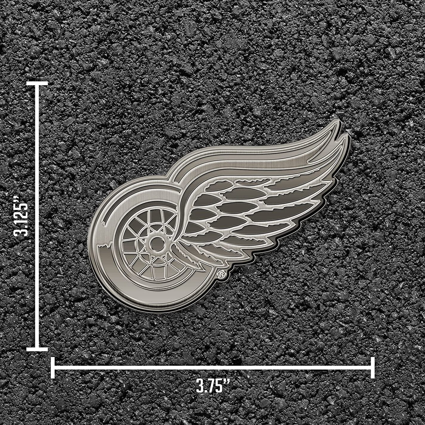 Detroit Red Wings Solid Metal Auto Emblem Antique Nickel for Car/Truck/SUV